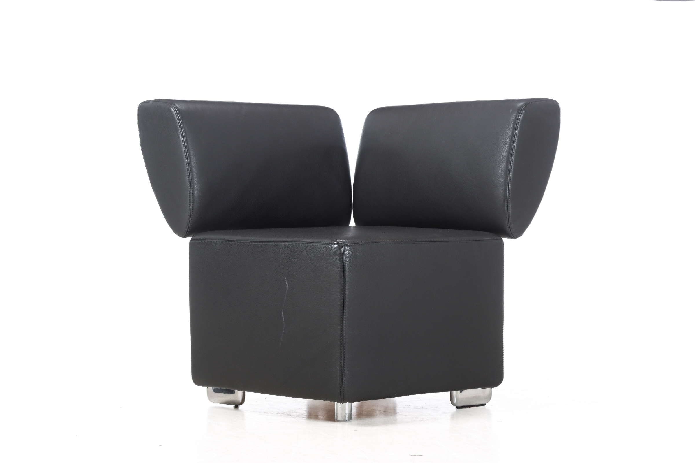 Cor furniture Germany. Corner/armchair, black leather.