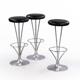 Piet Hein. Three bar stools, originally upholstered in black leather, model 9511 (3)