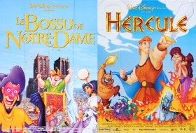 To, store, franske plakater for Disneys 'Klokkeren fra Notre Dame', 1996, og 'Herkules', 1997 (2)