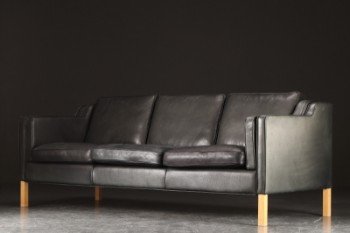 Tre-personers sofa, Stouby model Eva med sort læder.