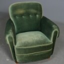 Lænestol m. grøn velour, 1940'erne