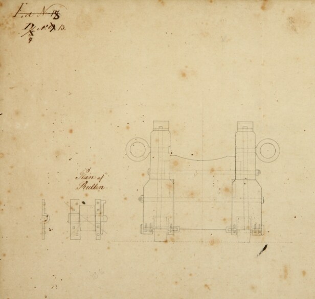 Original tegning af kanon til korvetten Diana, 1821