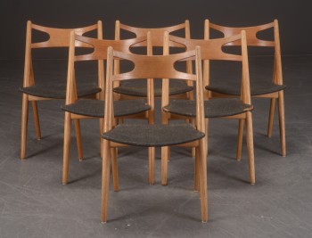 Hans J. Wegner. Model CH29. Six oakwood Sawhorse chairs (6)