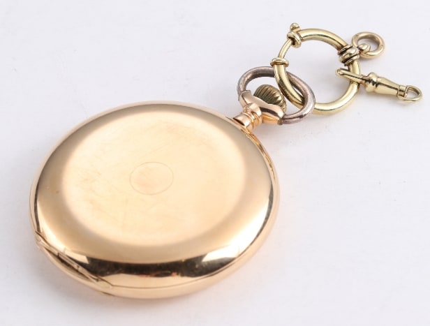 Schweizisk dobbeltkapslet herrelommeur af 14 kt. guld, o. 1910