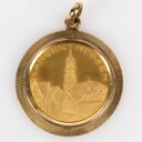 Samling mønter: Tysk guld-dukat, Langen Hessen, DK Jubilæumsmønter, Medaljon Chr, Ix mfl. (16)