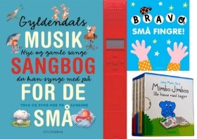 'Gyldendals musiksangbog', 'Bravo, små fingre' & ' 'Mimbo Jimbos' lille kasse med bøger' (3)