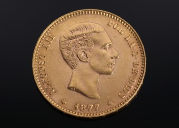 Spanien. Alfonzo XII 25 pesetas GULD 1877