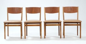 Sorø Furniture Factory. Beech and teak dining table chairs (4)