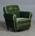 Lænestol m. grøn velour, 1940'erne