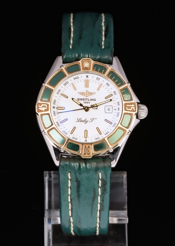 Damearmbåndsur fra Breitling, model Lady J, ref. D52065, 18 kt. guld og stål