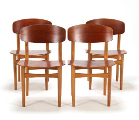 Børge Mogensen (1914-1972) for Søborg Møbelfabrik: Four teak and beech dining chairs, model SM 122 (4)