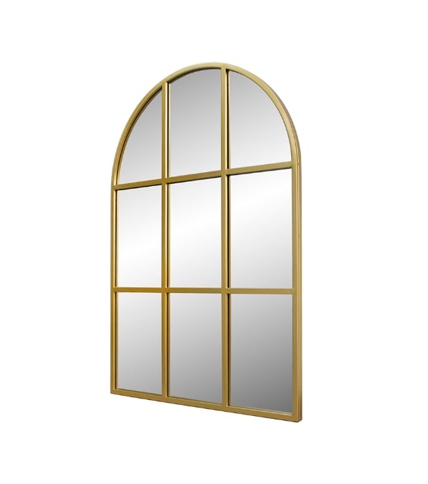 Mirror with curved top, gold-colored iron frame. 125x85 cm