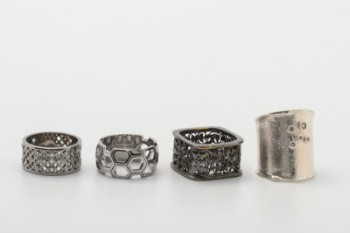 4 forskellige ringe af sterling sølv, str. 53 (4)
