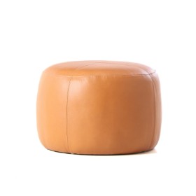 Stool / Pouf. Cognac colored leather