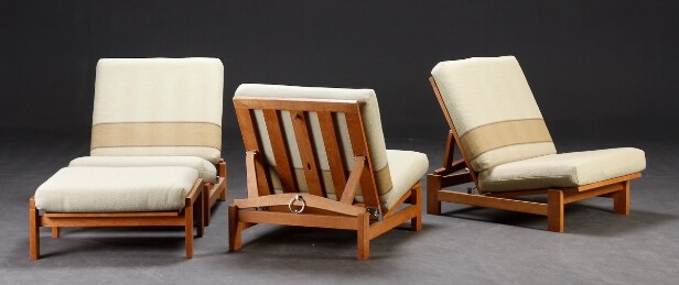 Hans J. Wegner f. 1914 - 2007. Getama stole/seng samt skammel.(4)