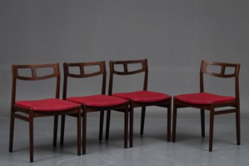 Dansk møbelproducent, fire mørkbejdsede spisebordsstole (4)