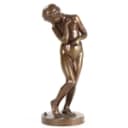Hans N. Jørgensen. Girl and mouse. Sculpture of patinated bronze (cd)