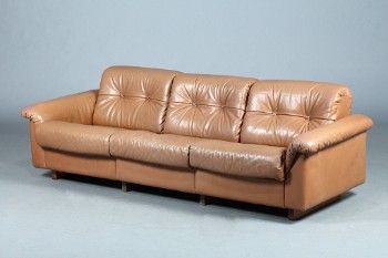 De Sede. Tre-pers. sofa, cognacfarvet læder