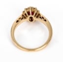 Scrouples. 'Diana' ruby ??and brilliant rosette ring in 14 kt. gold, total 0.22 ct.