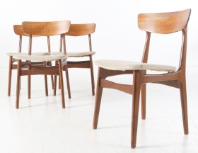 Schønning & Elgaard, spisestole med stel af teak (4)