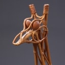 Kay Bojesen, attributed. The rocking giraffe made of bamboo, eyes made of beech wood, tail tassel made of bast