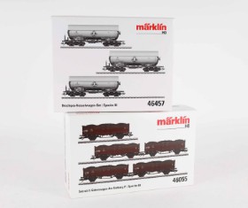 Märklin 46055+46457 HO: 5 freight cars samt Pressure gas car sets (2)