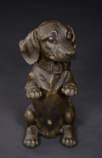 Bronzeskulptur, siddende gravhund