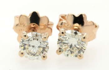 Earrings 14kt with brilliant cut  diamonds 1.05ct