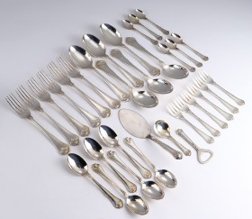 Cohr, 'Saxon flower', silver dinnerware for 6 people. etc. silver cutlery (33+18)