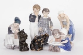 Samling porcelænsfigurer m.m. (6)