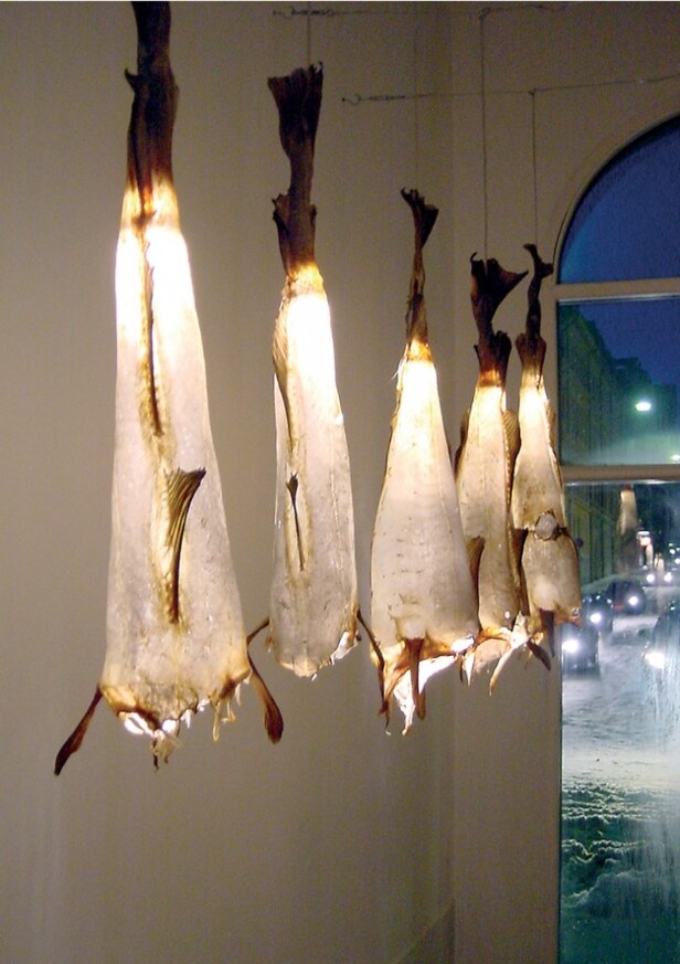 Uggi-light lampe af tørret torske fisk - Til fordel for Dansk Flygtningehjælp