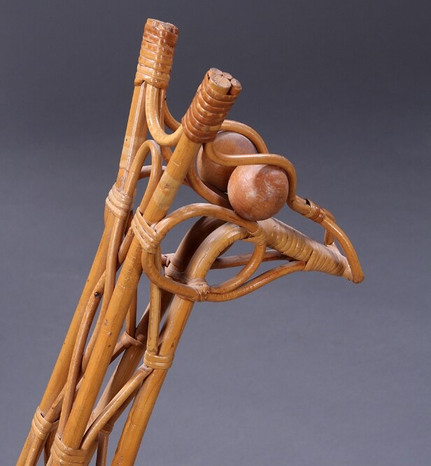 Kay Bojesen, attributed. The rocking giraffe made of bamboo, eyes made of beech wood, tail tassel made of bast