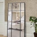 Mirror with black frame in iron, size 180x90 cm.