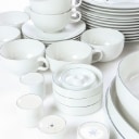 Grethe Meyer for Royal Copenhagen / Aluminia. 'Blue edge' service of fanjace. (140)