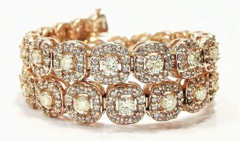 Diamant armbånd af 14 kt. rosaguld med fancy pink/yellow diamanter, ialt ca. 5.00 ct.