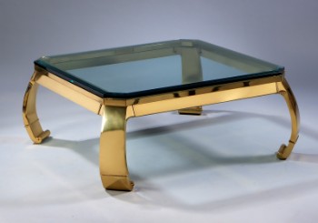 Italiensk sofabord fra 70erne i glas og forgyldt metal