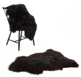 Two large Swedish lambskins, brown grey-black tones (2)