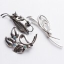 To vintage brocher samt moderne broche af sterlingsølv (3)