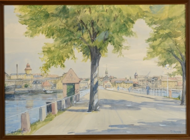 Thomas Skeel Ankersen 20. årh. Parti fra Nykøbing F. med parti fra Christian IX bro, og Hasselø.  (2).