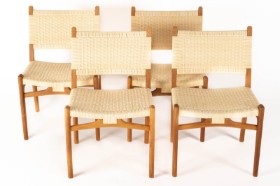 His. J. Wegner. Four oak dining table chairs, model CH-31 (4)