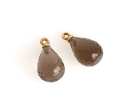 Ole Lynggaard: Pair of pendants for earrings, 14 kt. gold and smoky quartz (2)