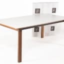 503. PBJ Designhouse. Dining table w/ extension leaves, model X-TRA, walnut / white. (3)