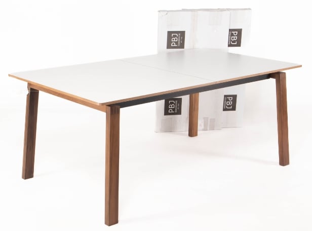 503. PBJ Designhouse. Dining table w/ extension leaves, model X-TRA, walnut / white. (3)