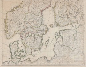 Philippe Buache: Map of the countries around the Baltic Sea, second map of the 'Carte des courones du nord', 1745