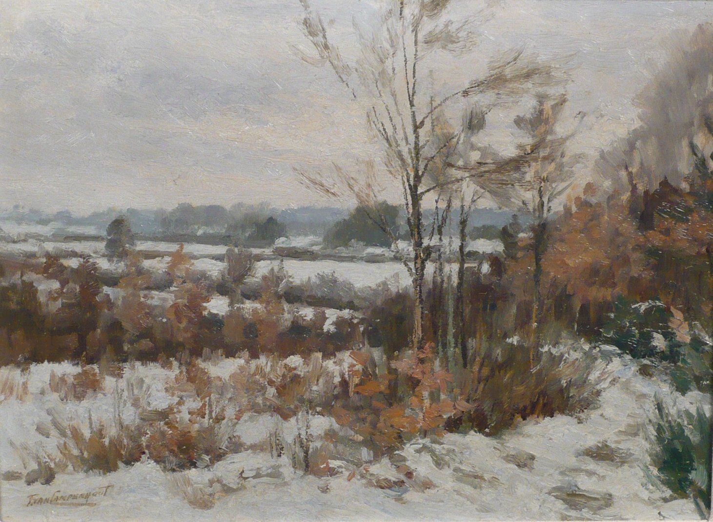 Jan van Campenhout 'Landschaftsmalerei, Öl auf Holz, 'Winterlandschaft ...