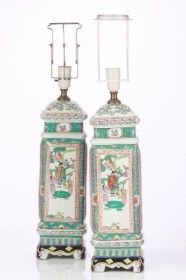 A pair of Chinese tall table lamps, 20th century (2)