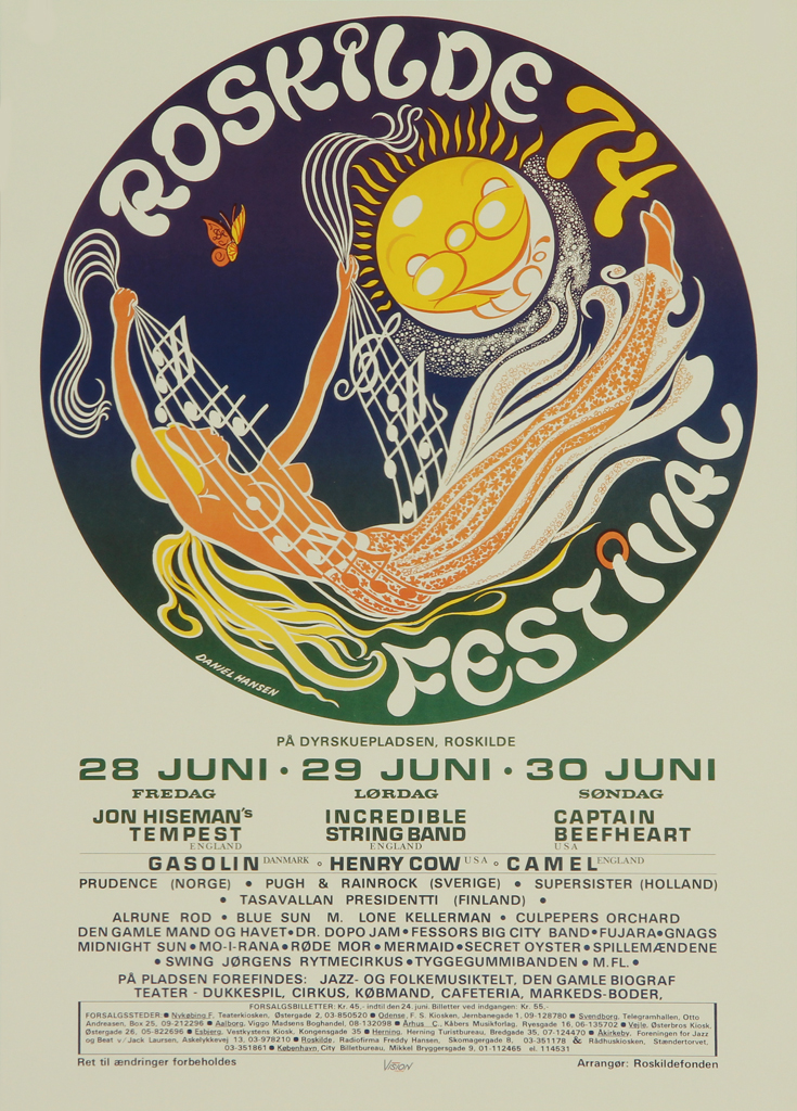 blad kapok Tilbagekaldelse Daniel Hansen. Plakat for Roskilde Festival 1974 | Lauritz.com