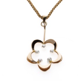 Theresia Hvorslev for Alton and others. Modern pendant with saltwater cultured pearls with necklace of 14 kt