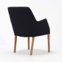 Dansk design: Lænestol med stel af eg. Overbetrukket med sort uld.