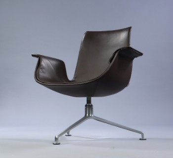 Preben Fabricius & Jørgen Kastholm. Tulip lounge chair, brun læder.